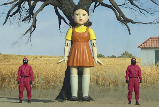 The giant doll from Red Light, Green Light game